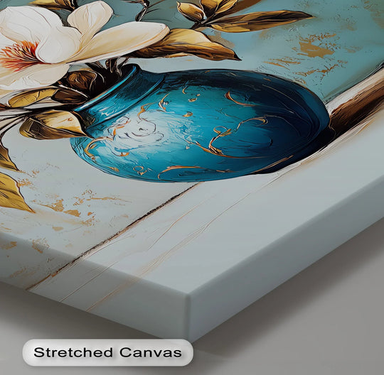 Classic Vase with White Flowers – timeless canvas art for living room décor.

