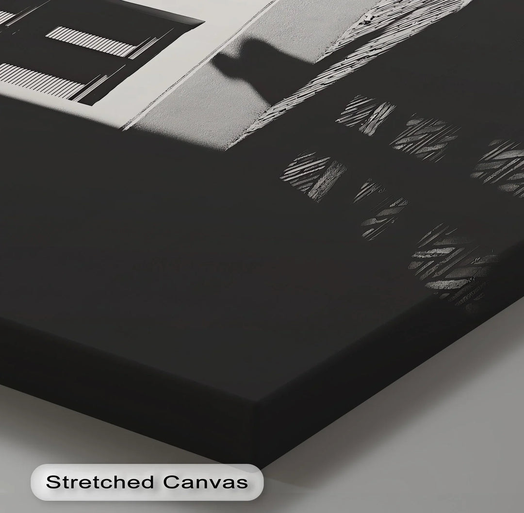 This bold canvas print captures a quiet architectural moment in monochrome style.

