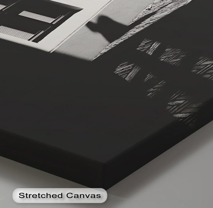 This bold canvas print captures a quiet architectural moment in monochrome style.


