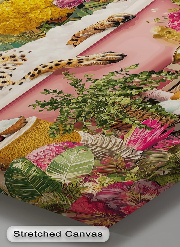 Cheetah in Pink Bathtub – Whimsical Jungle-Inspired Canvas Print - MyPhotoStation