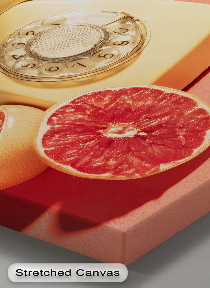 Tropic Call – Retro Telephone & Grapefruit Pop Art Canvas Print