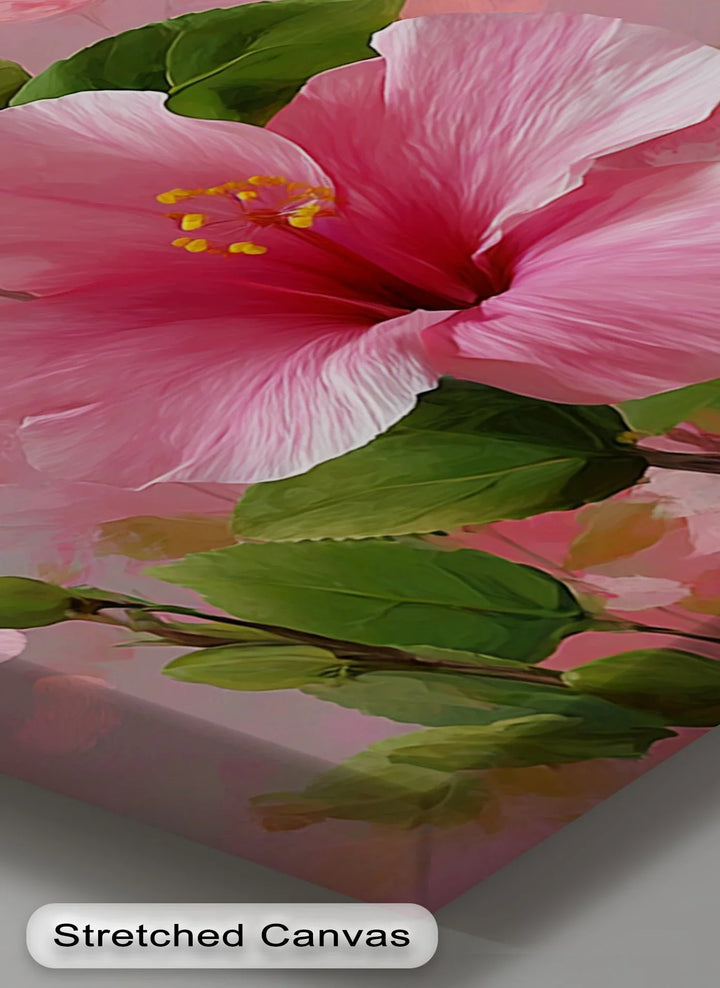 Pink Hibiscus Elegance – Romantic Tropical Floral Canvas Print - MyPhotoStation