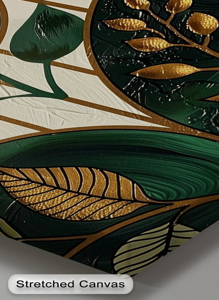 Golden Botanica – Luxe Leaf Design in Emerald and Gold Canvas Print - MyPhotoStation