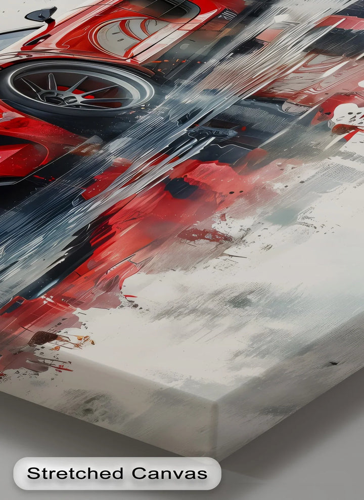Red Hypercar Reflection on Wet Asphalt – Car Canvas Print - MyPhotoStation