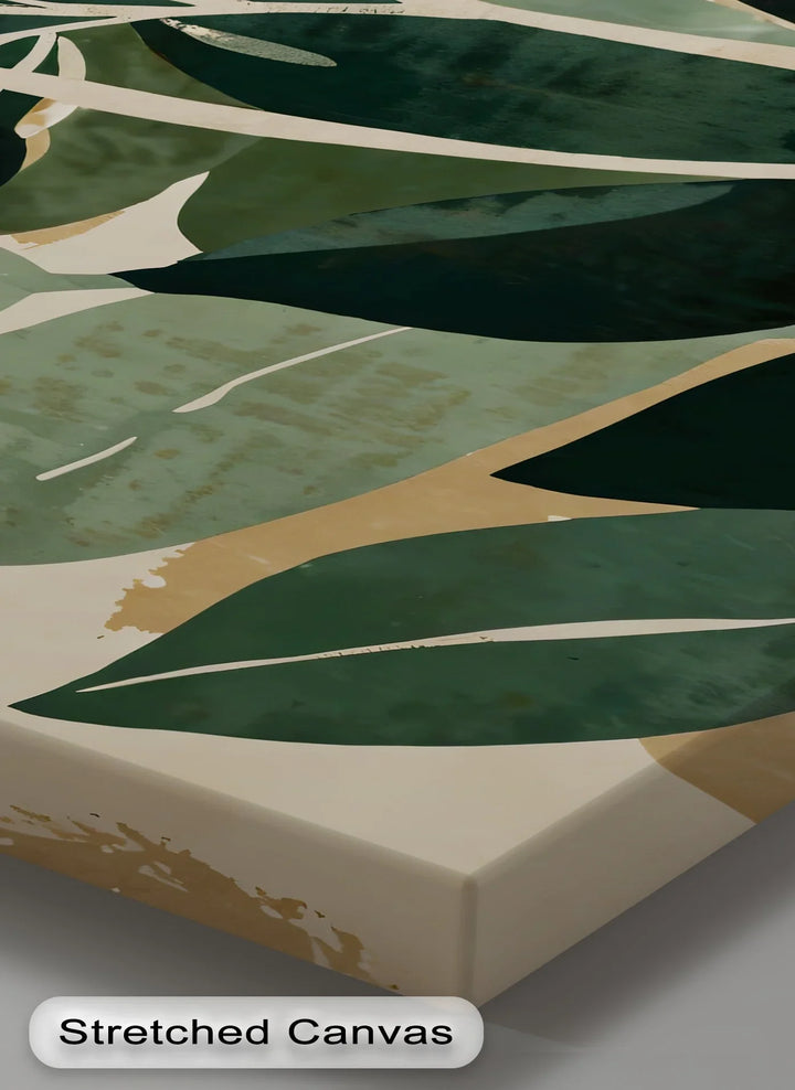 Earthy Botanical Harmony – Abstract Green Leaf Canvas Print - MyPhotoStation