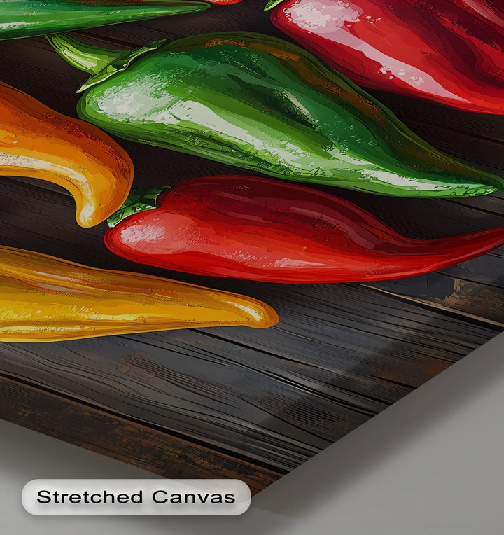 Colorful Peppers – Rustic Vegetable Kitchen Canvas Print - MyPhotoStation