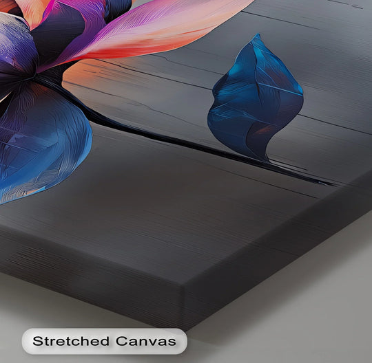 Bold color saturation defines this radiant lotus bloom multicolor abstract flower canvas wall art print, creating a vivid and eye-catching piece.