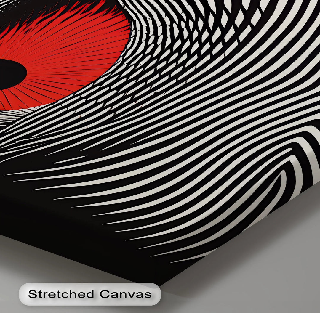 Red Eye in Optical Lines – Black & White Canvas Print - MyPhotoStation