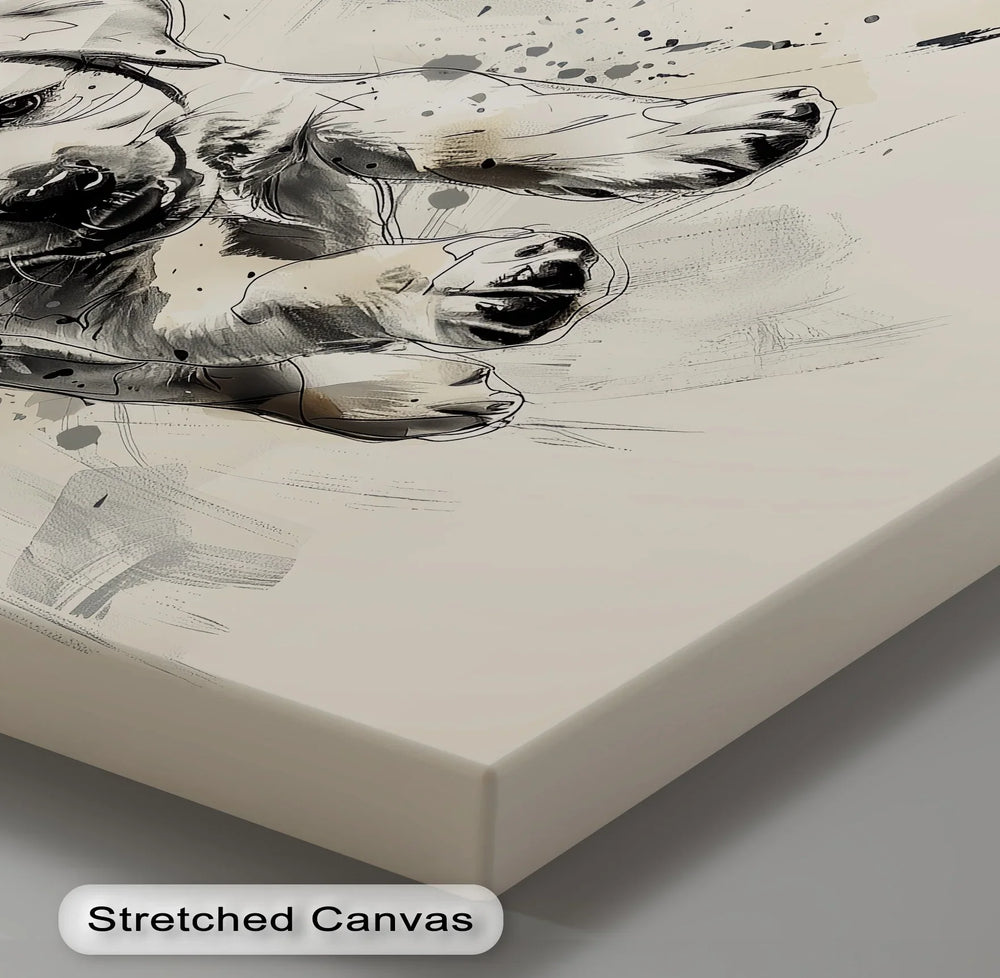 Leap of Joy – Sketch Style Playful Puppy Art Puppies Canvas Print - MyPhotoStation