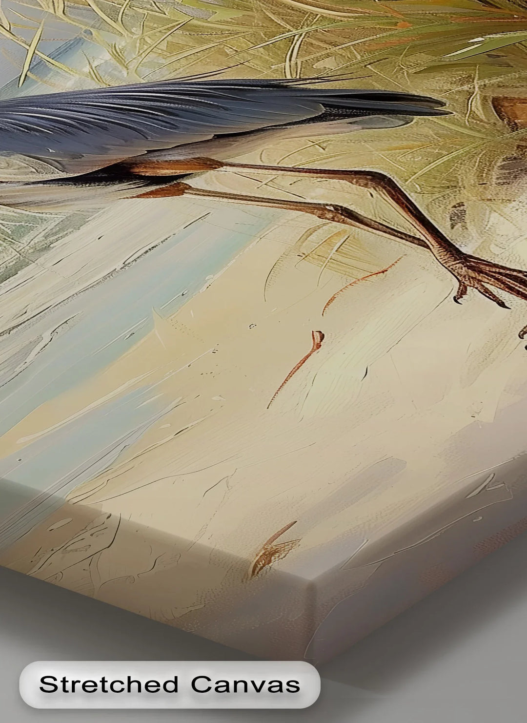 Coastal Grace – Majestic Heron by the Shore Canvas Print - MyPhotoStation