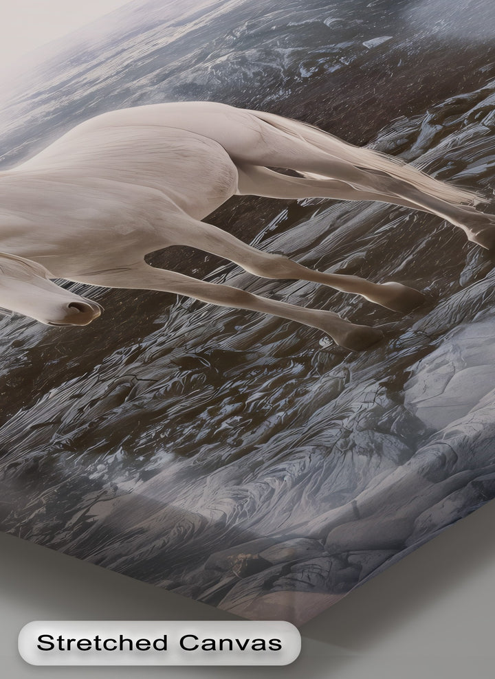 Celestial Wanderer – White Unicorn Fantasy Canvas Print