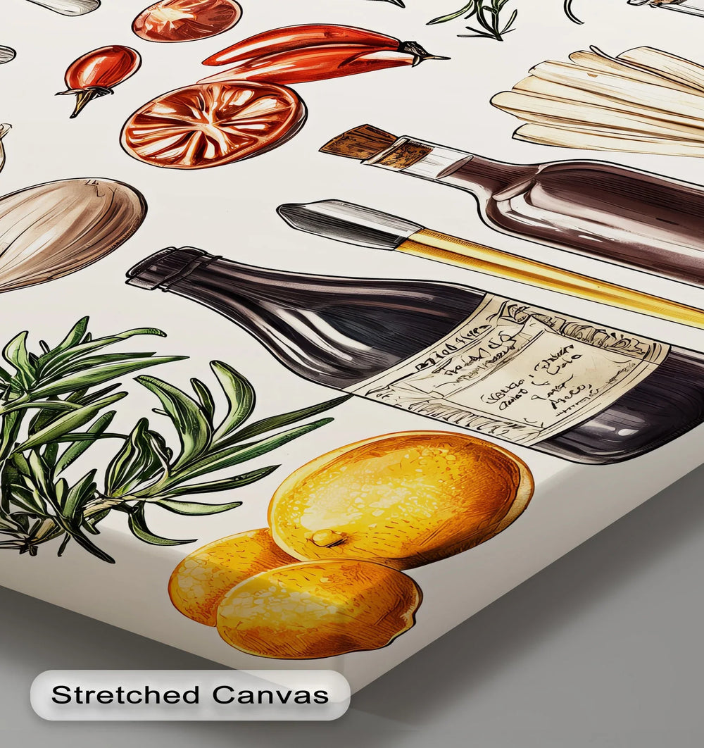 Kitchen Essentials – Illustrated Herbs & Spices Canvas Print - MyPhotoStation