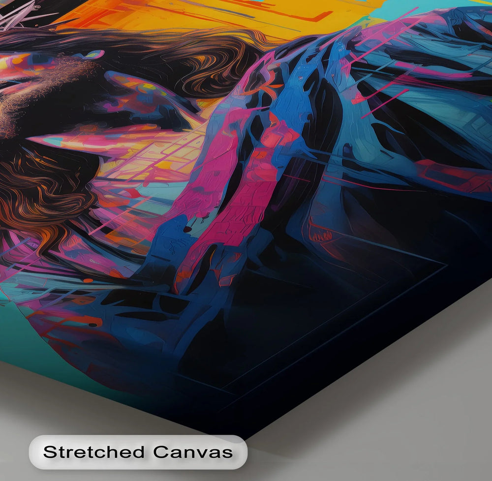 This expressive canvas print captures a vivid portrayal of sacrifice and divinity, perfect for a spiritual-modern aesthetic.

