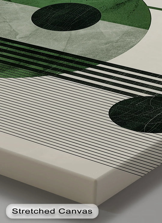 Modern Green Orbital Geometry – Abstract Minimalist Canvas Print - MyPhotoStation