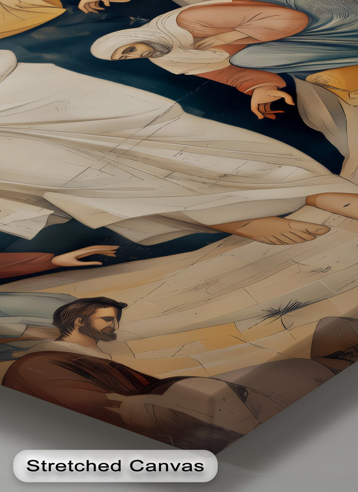 A vertically oriented, rectangular framed canvas featuring the Resurrection of Christ, a profound piece of Christian religious wall art.