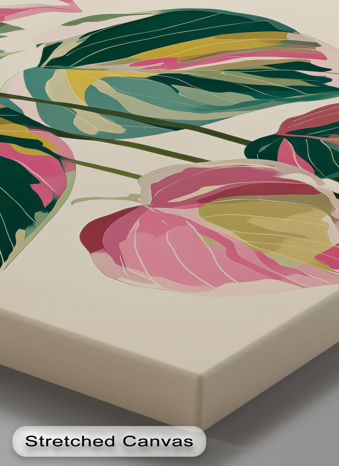 Pink and Green Leaves - Canvas Wall Art | Oversized Wall Art