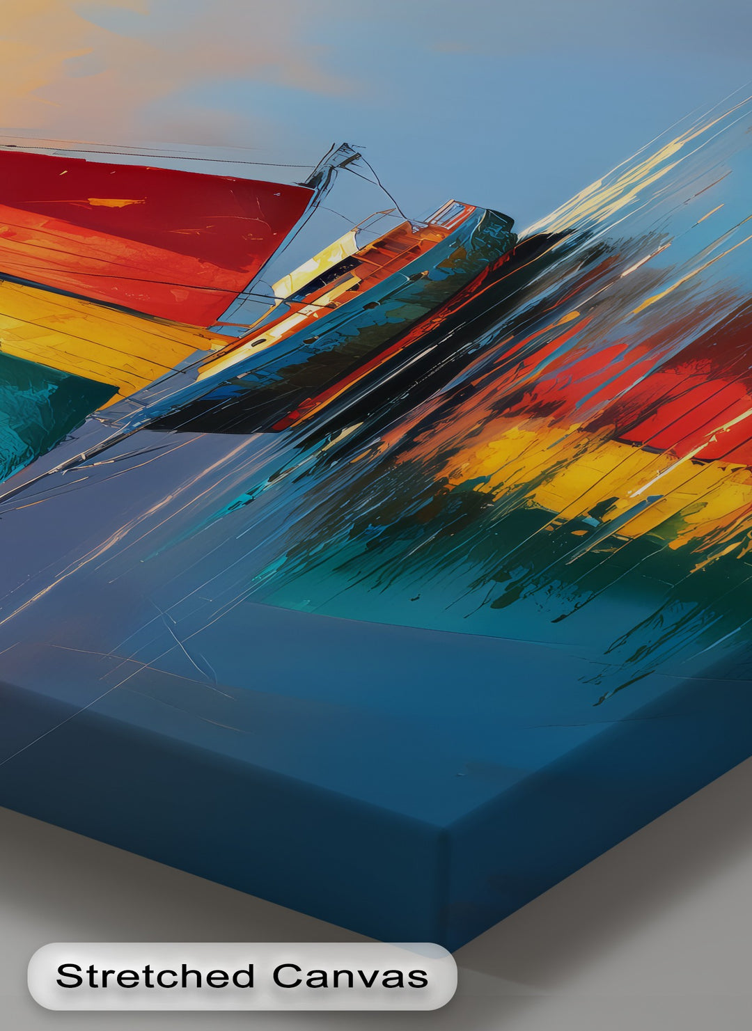 Sails of Fire and Sea – Vibrant Sailboat Canvas Print