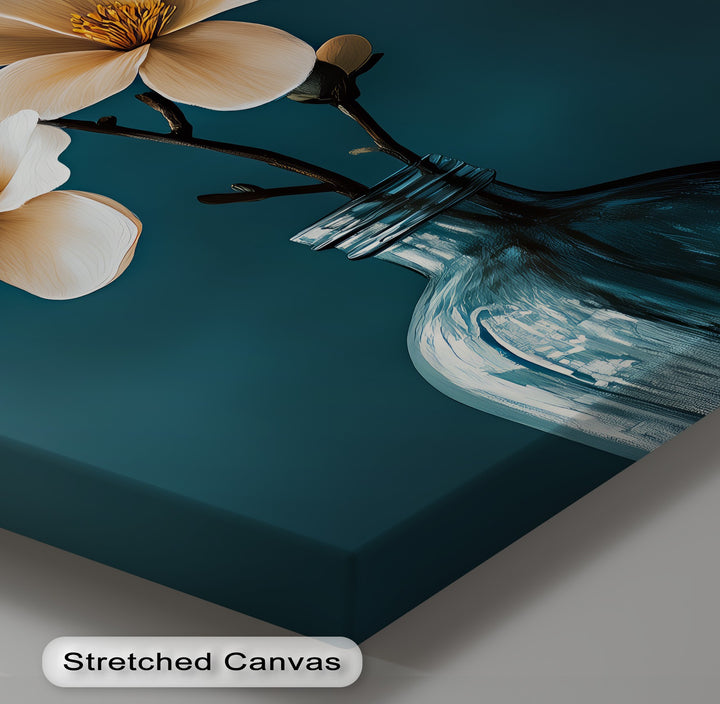 Minimalist Blossom in Glass – refined floral canvas print for modern decor.

