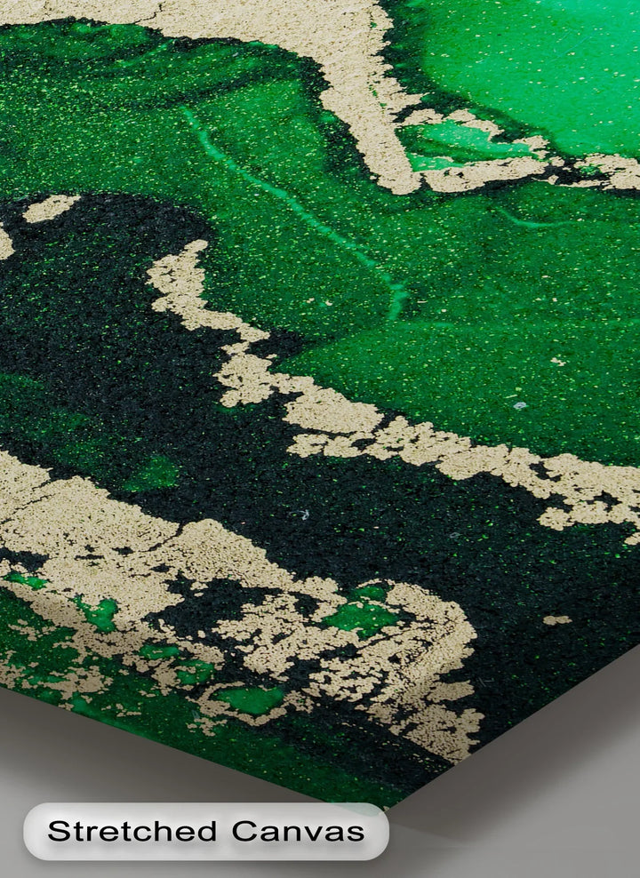Verdant Gold Flow – Luxury Green Abstract Canvas Print - MyPhotoStation