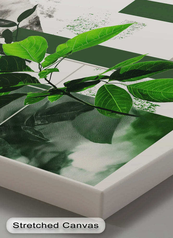 Geometric Botanical Contrast – Modern Leaf Collage Canvas Print - MyPhotoStation
