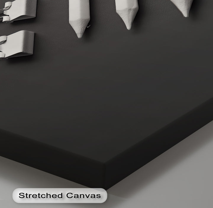 Monochrome Minimalism – Black and White Office Supplies Canvas Prints