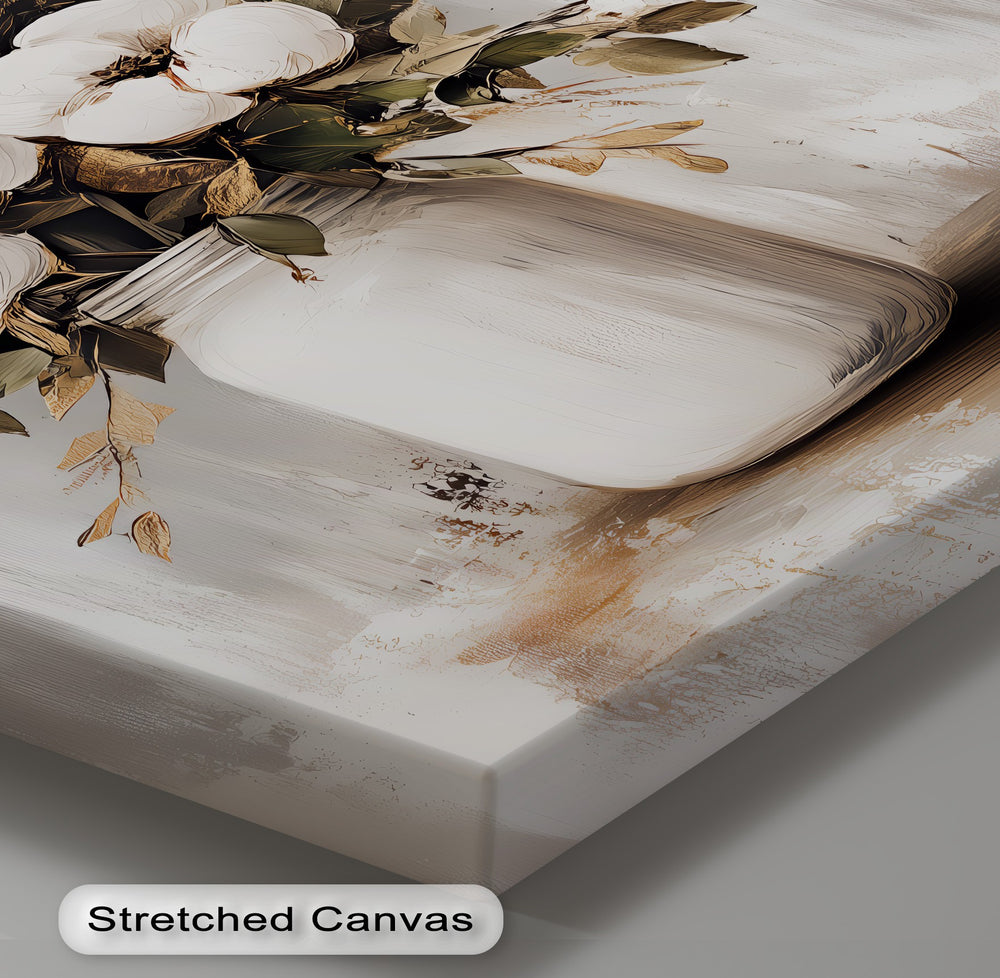 Rustic Flower Arrangement – white blossom canvas wall art

