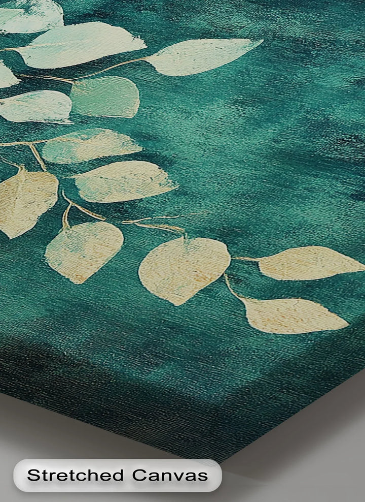 Golden Eucalyptus Cascade – Elegant Leaf Branch Canvas Print - MyPhotoStation