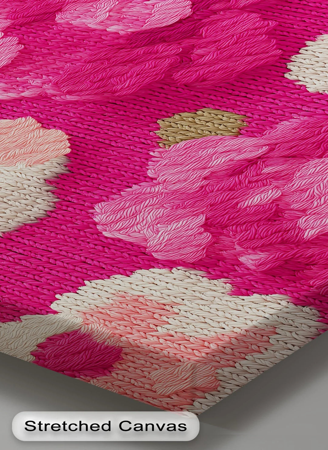 Bold Pink Floral Knit Pattern – Modern Yarn Texture Canvas Print - MyPhotoStation