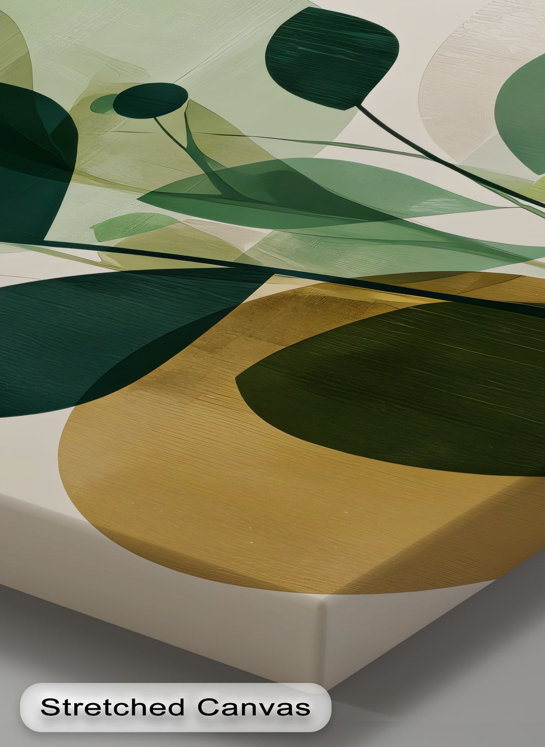 Abstract Botanical Green & Gold Canvas Wall Art | Framed Art