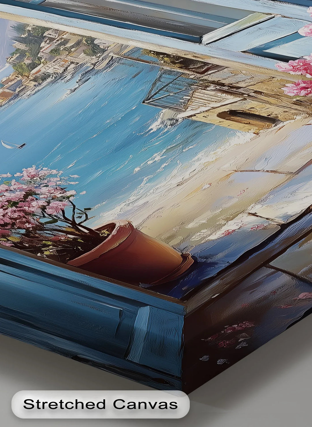 Mediterranean View – Open Window with Coastal Seascape Canvas Print - MyPhotoStation
