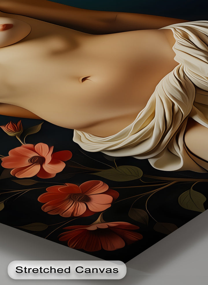 Floral Serenity – Erotic Nude Canvas Wall Art | Living Room Art