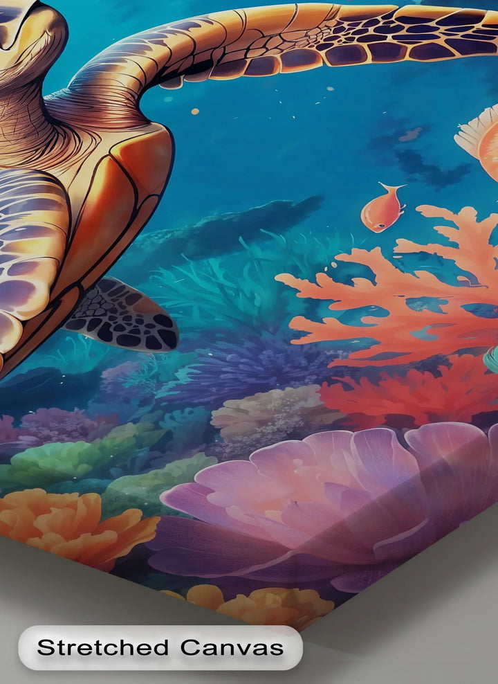 Graceful Sea Turtle – Vibrant Ocean Life Animal Canvas Print - MyPhotoStation