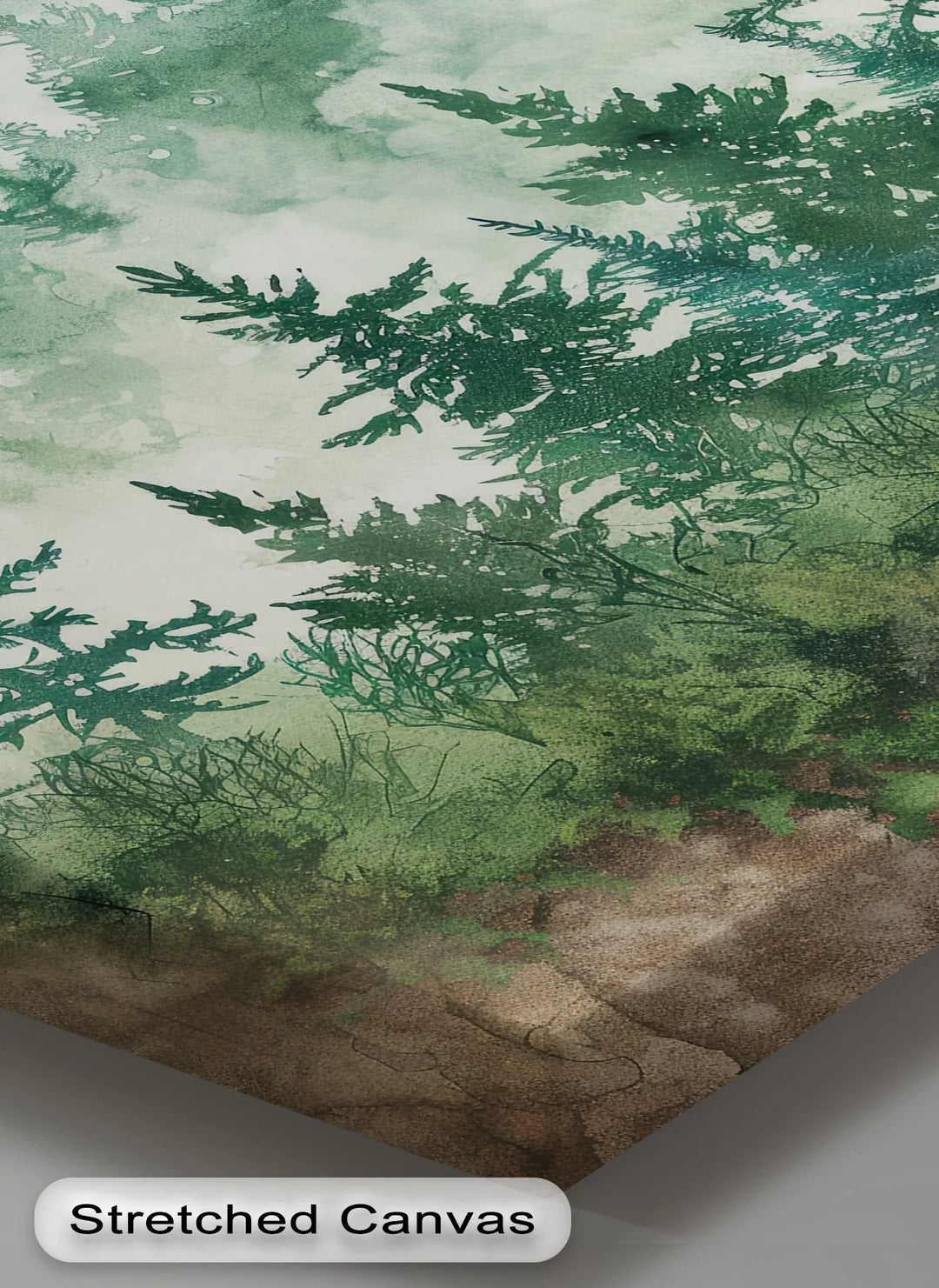 Misty Pines – Watercolor Forest Landscape Canvas Print
