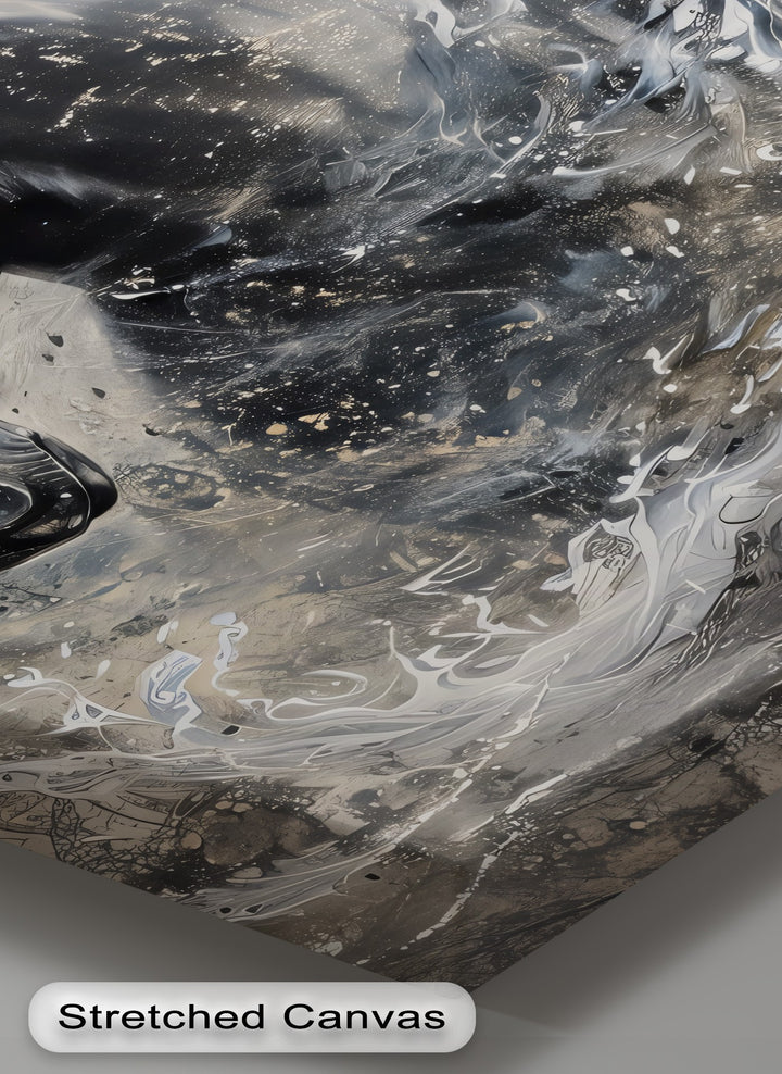 Stardust Fury – Black Horse in Motion Abstract Canvas Print