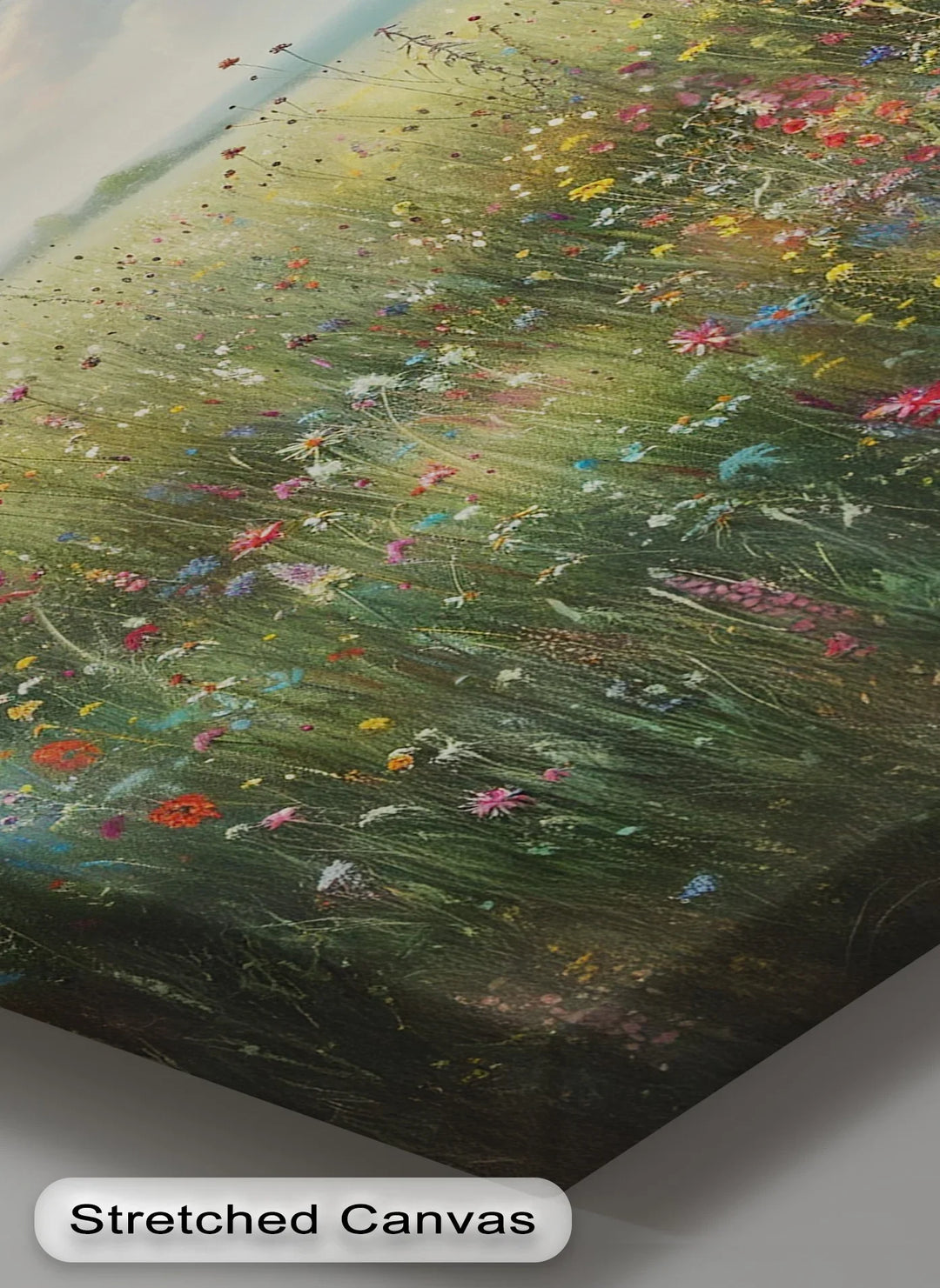 Tranquil nature field with wild blooms canvas