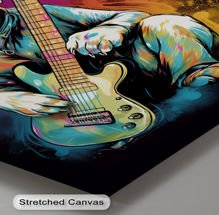 Electric Pup Vibes – Colorful Rock Music Dog Portrait Puppies Canvas Print - MyPhotoStation
