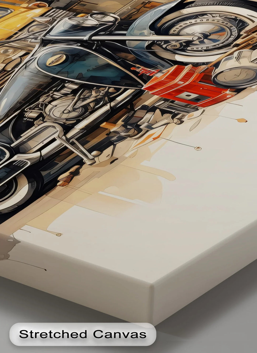 Garage Time – Classic Motorcycle and Vintage Truck Canvas Print - MyPhotoStation