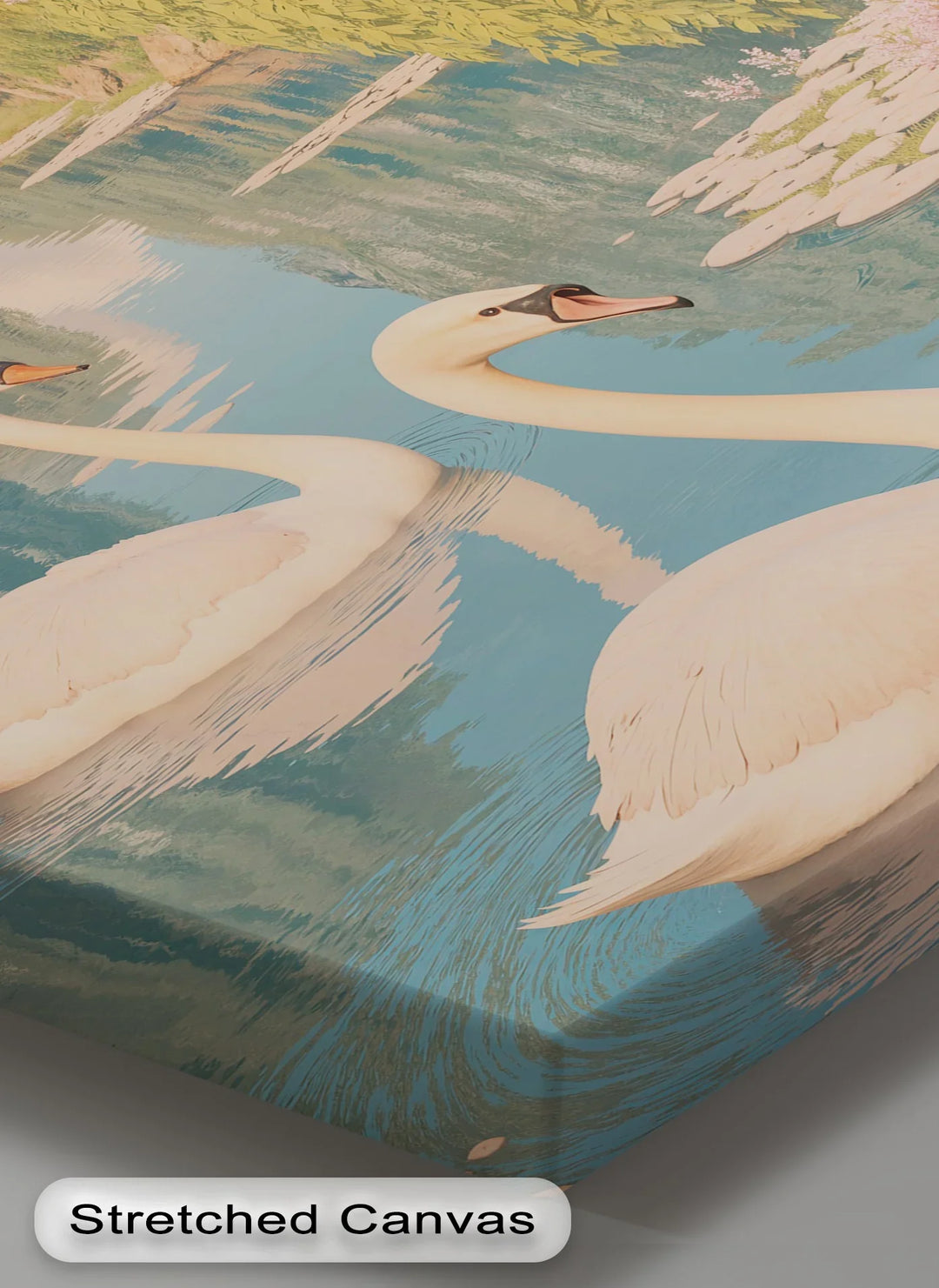 Serene Swan Pair on Lily Pond – Nature Animal Canvas Print - MyPhotoStation