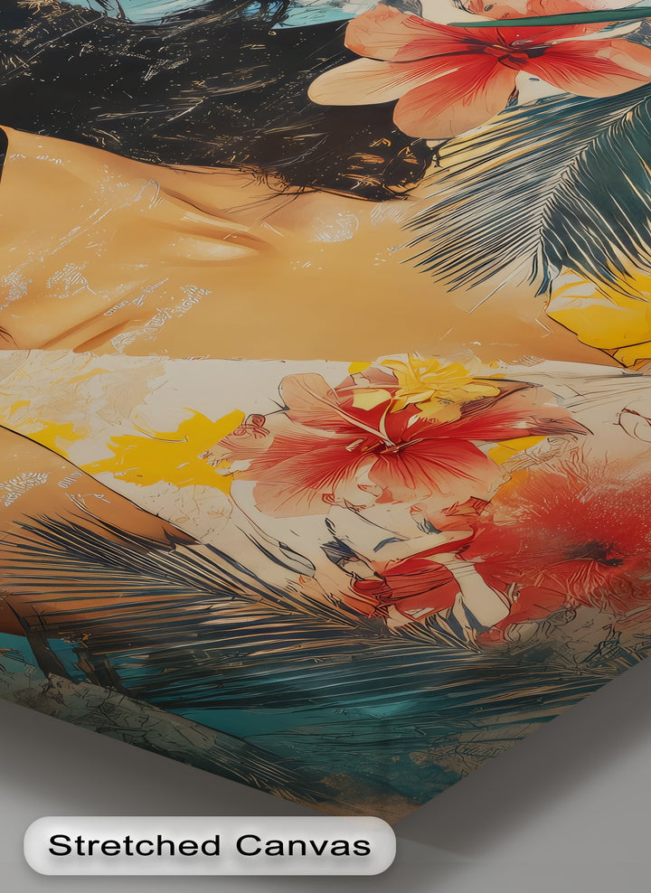 Summer Muse – Tropical Woman with Sunglasses Canvas Print