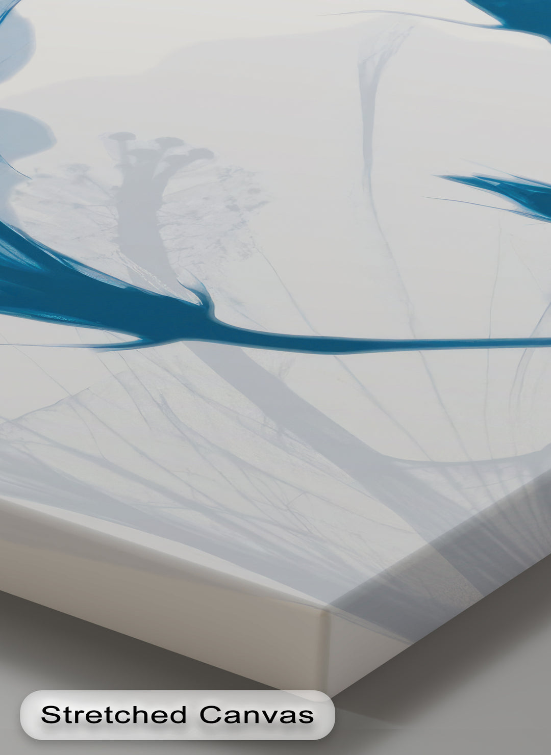 Winterliche Ruhe – Japanische Frau im blauen Kimono, Leinwanddruck | Gerahmtes Kunstwerk