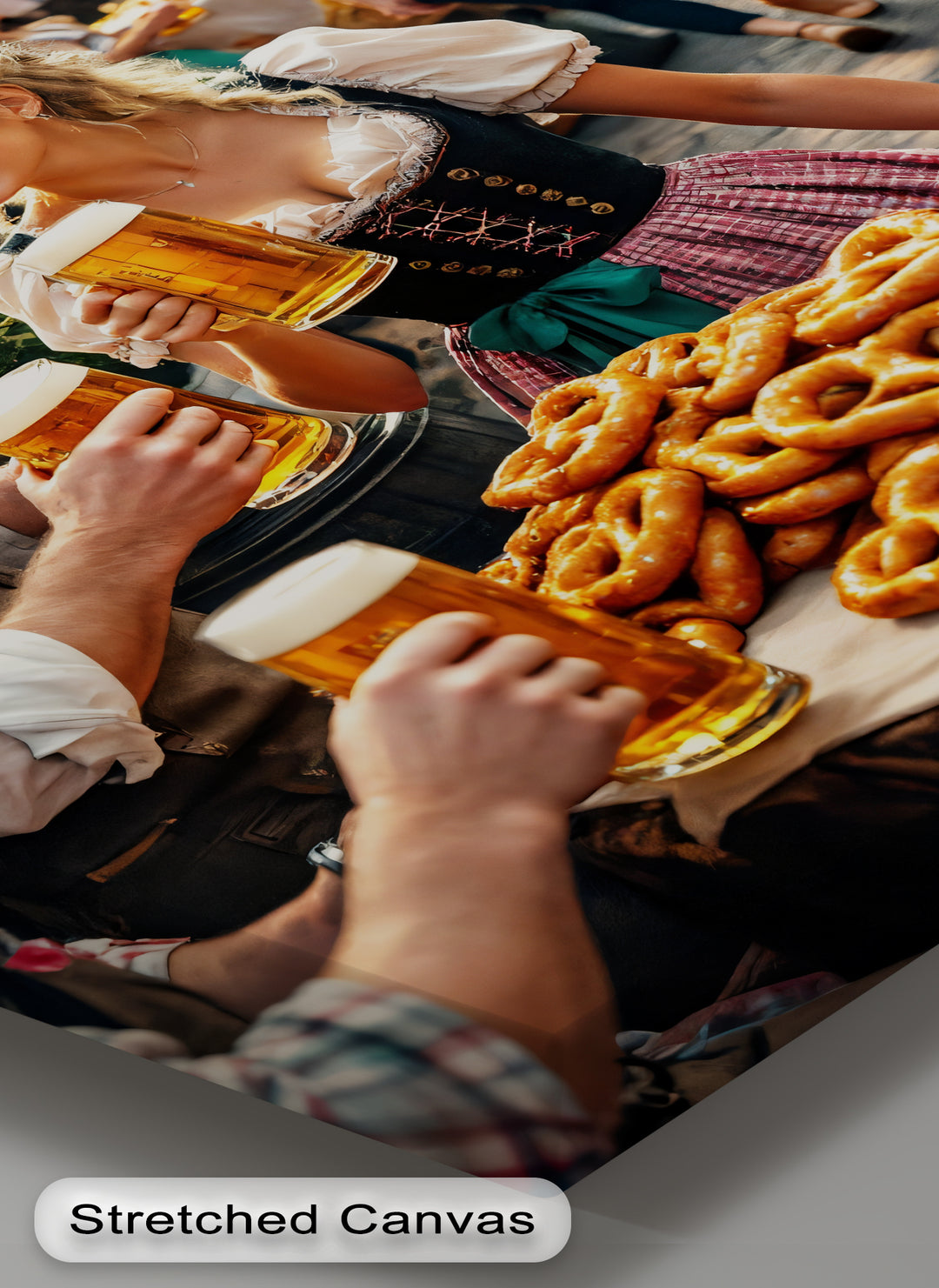 Oktoberfest Celebration – Beer and Pretzel Canvas Wall Art | Framed Art