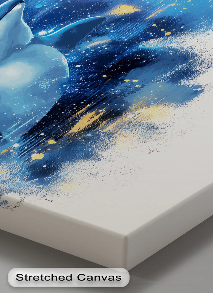 Joyful Ocean Splash – Playful Dolphin Blue Canvas Prints - MyPhotoStation