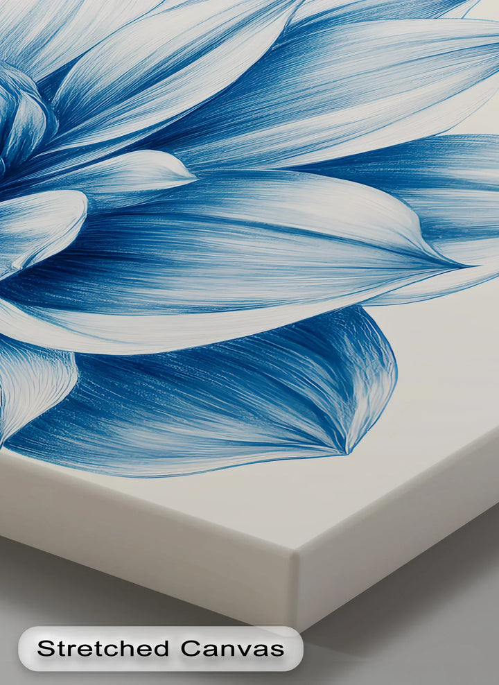 Elegant Blue Dahlia Bloom – Floral Minimalist Blue Canvas Prints - MyPhotoStation