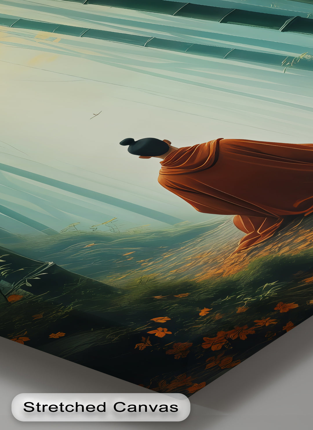 Zen Serenity – Monk in Bamboo Forest Canvas Wall Art | Framed Artwork