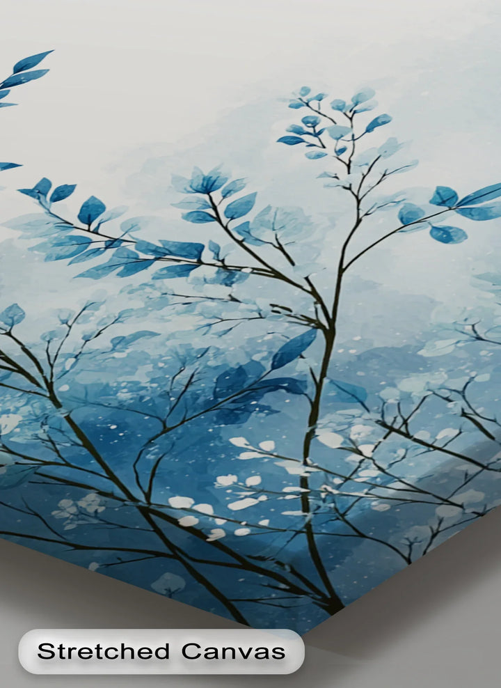 Indigo Breeze Botanical – Watercolor Leaf Design Blue Canvas Prints - MyPhotoStation