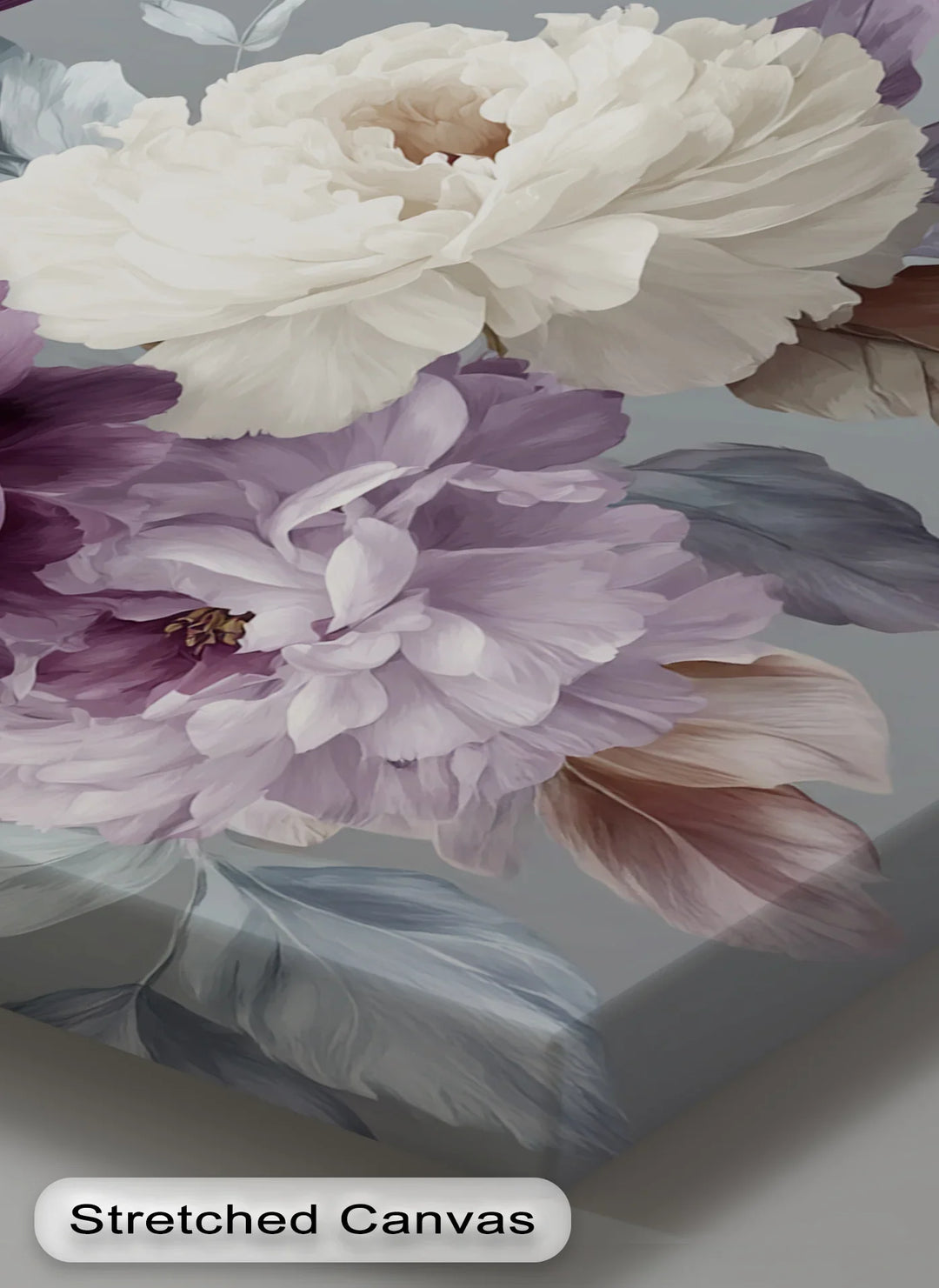 Plum Garden Harmony – Elegant Purple and Ivory Floral Canvas Print - MyPhotoStation
