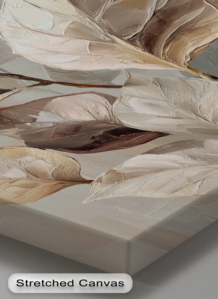 Elegant Earth-Toned Leaves – Neutral Abstract Botanical Canvas Print - MyPhotoStation