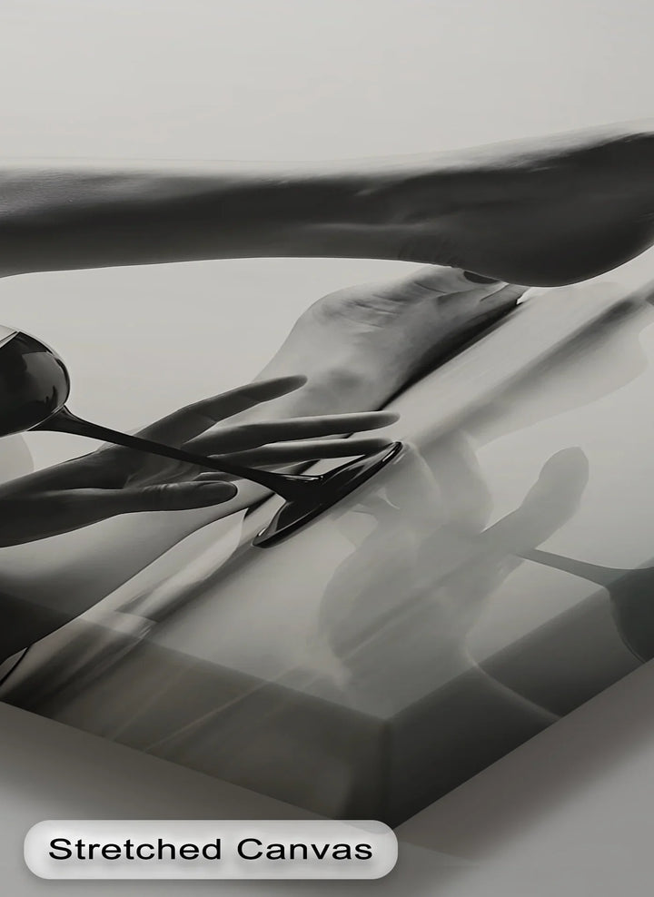 Sensual Balance – Black and White Nude with Wine Glass Canvas Print - MyPhotoStation