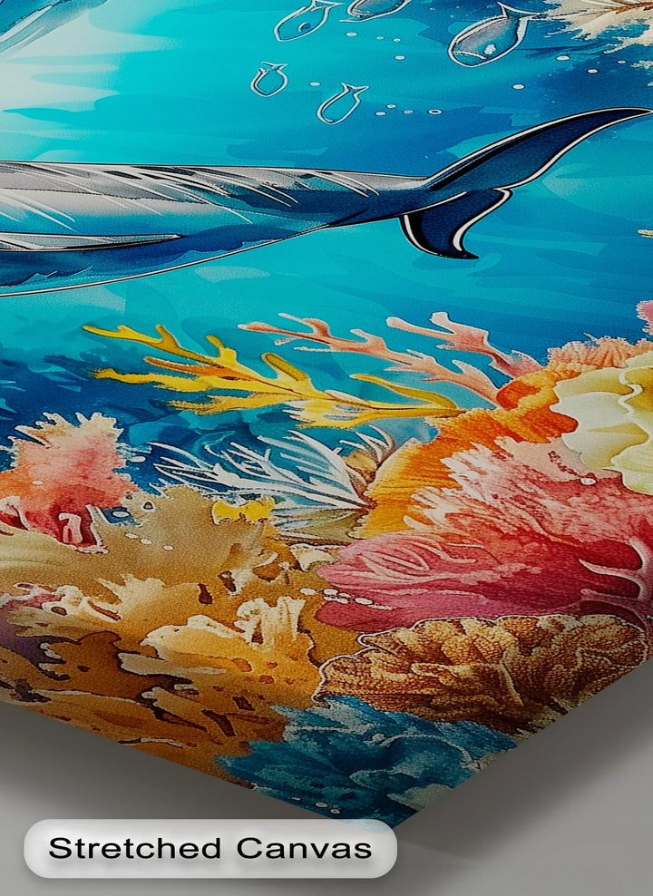 Dolphin Gliding Through Coral Paradise – Blue Ocean Canvas Prints - MyPhotoStation