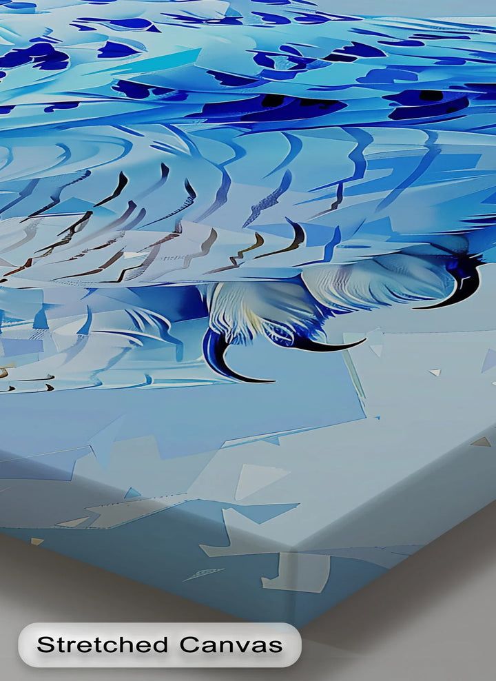 Crystal Gaze – Blue Snow Owl in Geometric Arctic Style Canvas Prints - MyPhotoStation